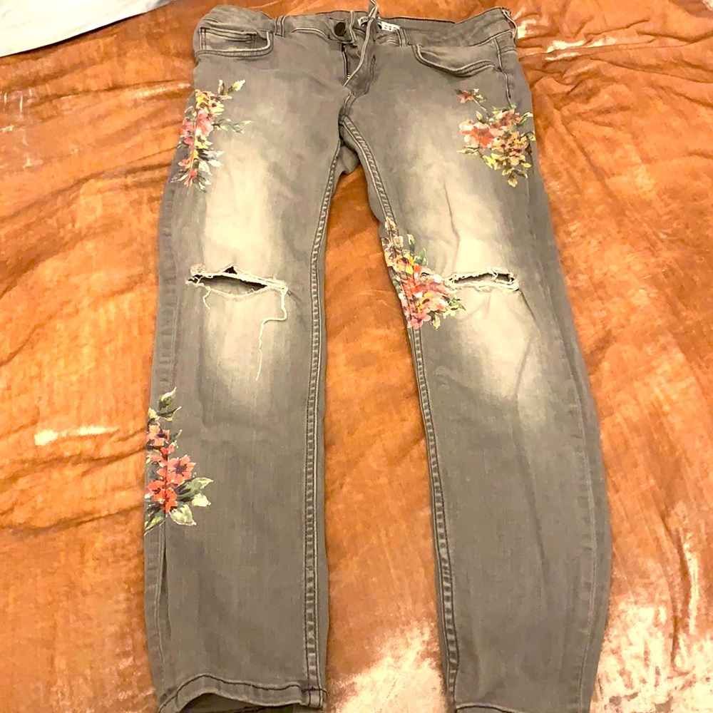 Zara painted denim jeans
